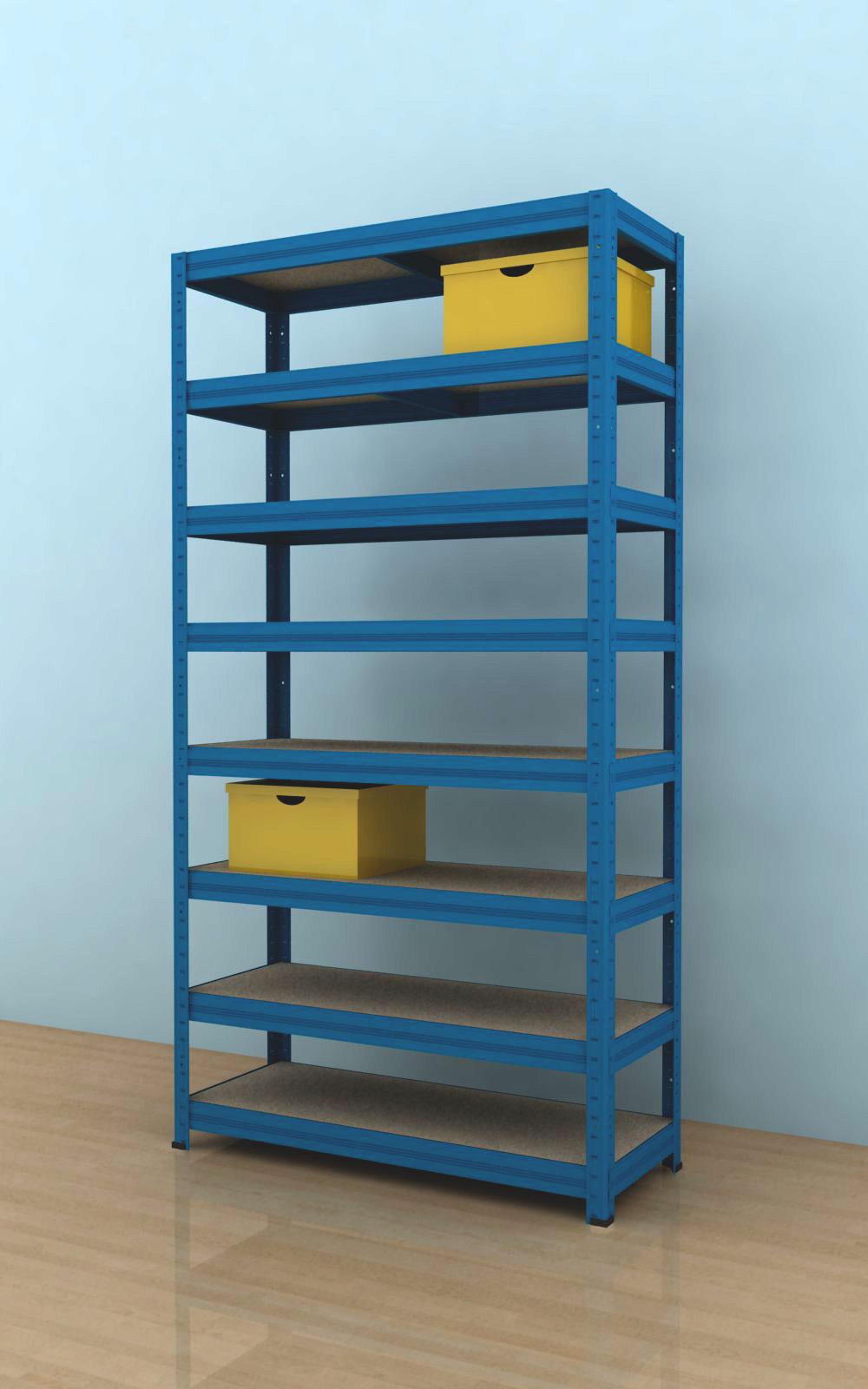 Regał 2100x750x350/8, niebieski, 350 kg/p.