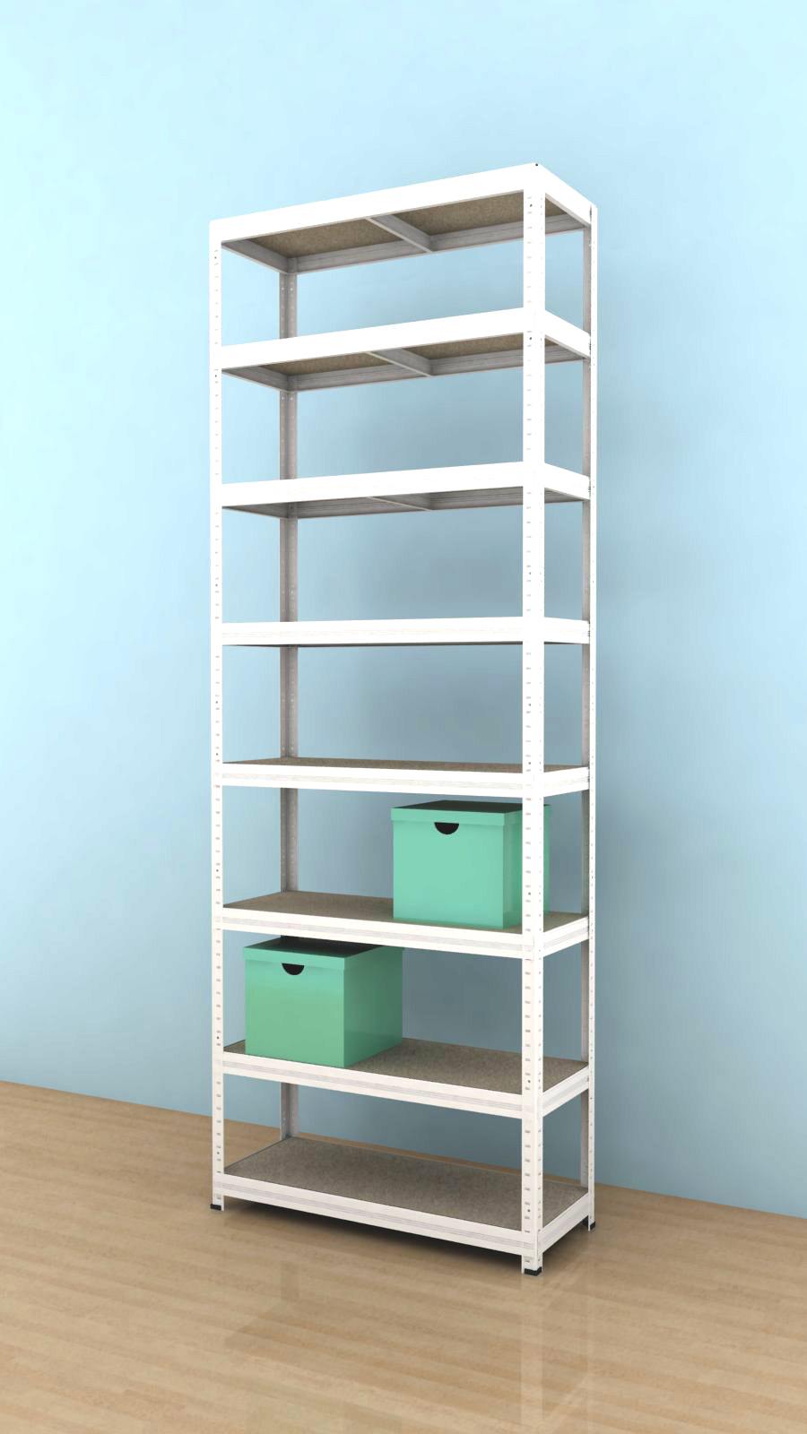 Regał 2500x900x350/8, biały, 350 kg/p.